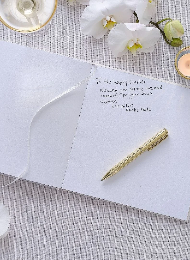 Ginger Ray Ginger Ray White Embossed Guestbook - Elegant Keepsake