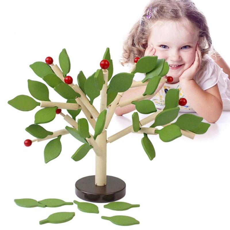Carykon Early Childhood Building Blocks Wooden Assembling Tree Combination Boys and Girls DIY Disassembly Puzzles Educational Toys Home Office Decoration Green3 Yrs - Image 3