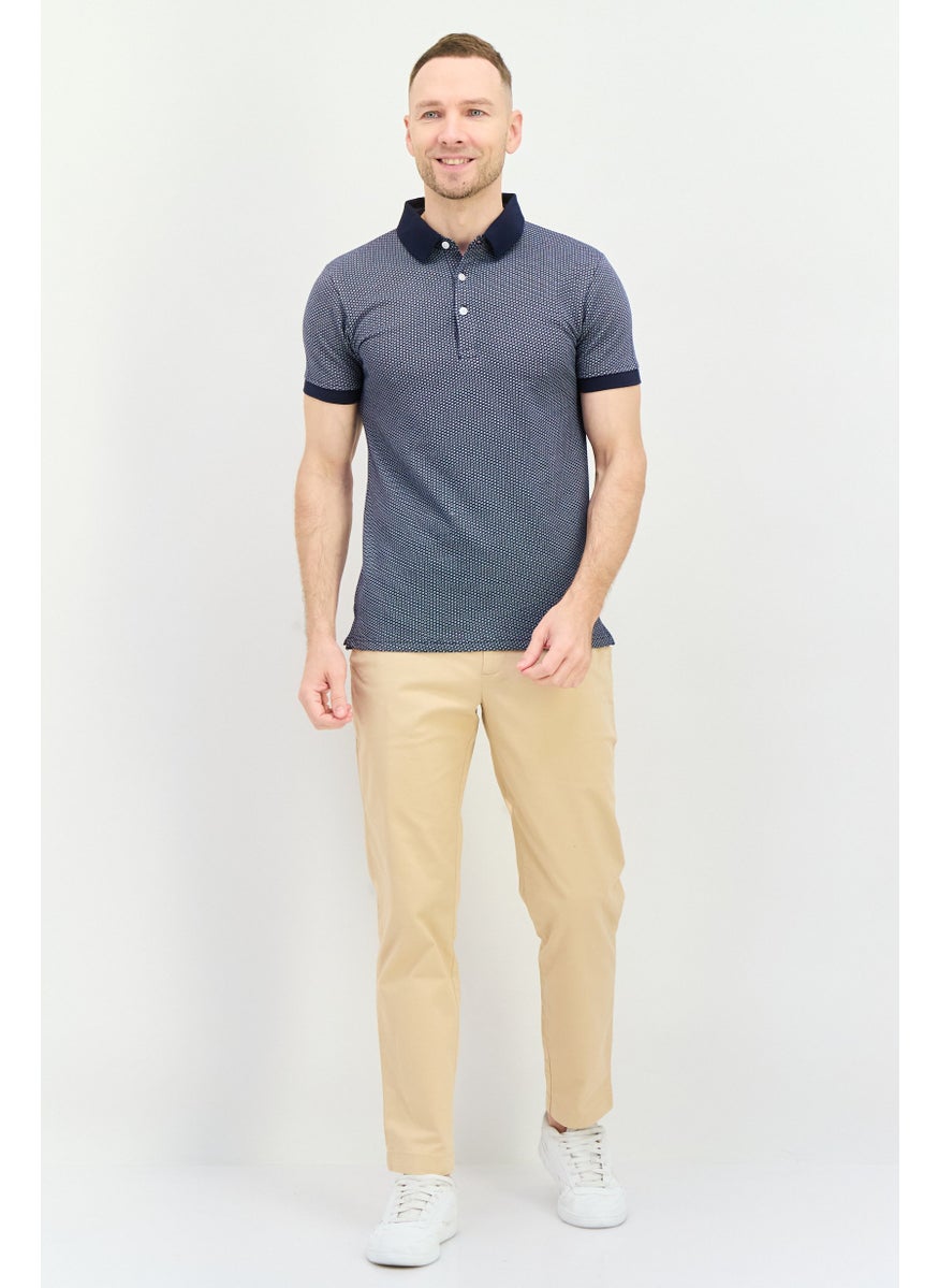 Peter Werth Men Regular Fit Short Sleeves Textured Polo Shirt, Navy  - Image 2