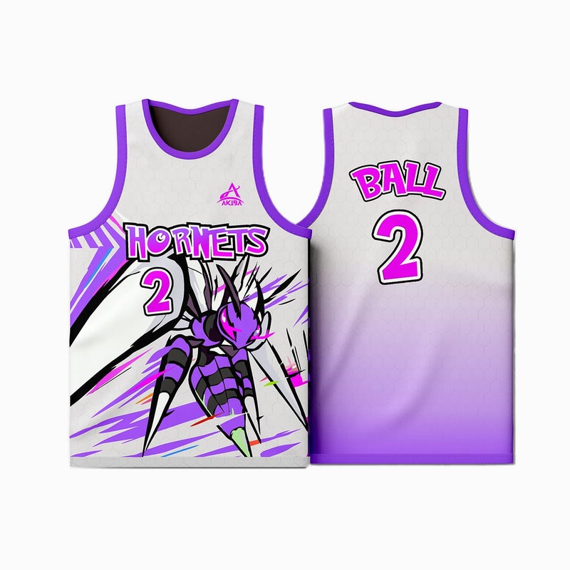AKIBA Unisex Polyester Loose Fit Sublimation Print Basketball Jersey for (Hornet) (in, Numeric, 40, Pink) - Image 3