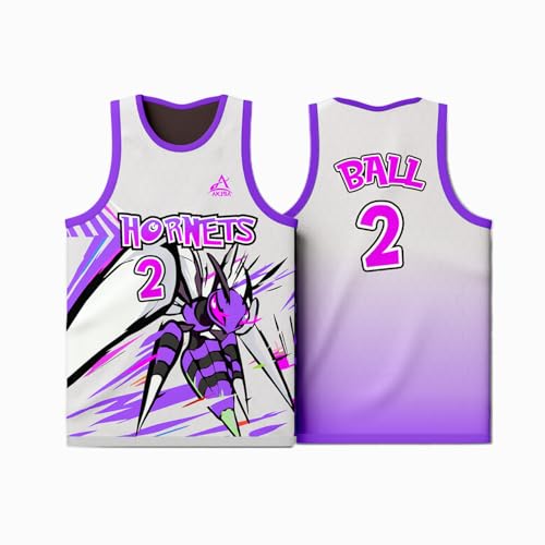 AKIBA Unisex Polyester Loose Fit Sublimation Print Basketball Jersey for (Hornet) (in, Numeric, 40, Pink) - Image 1