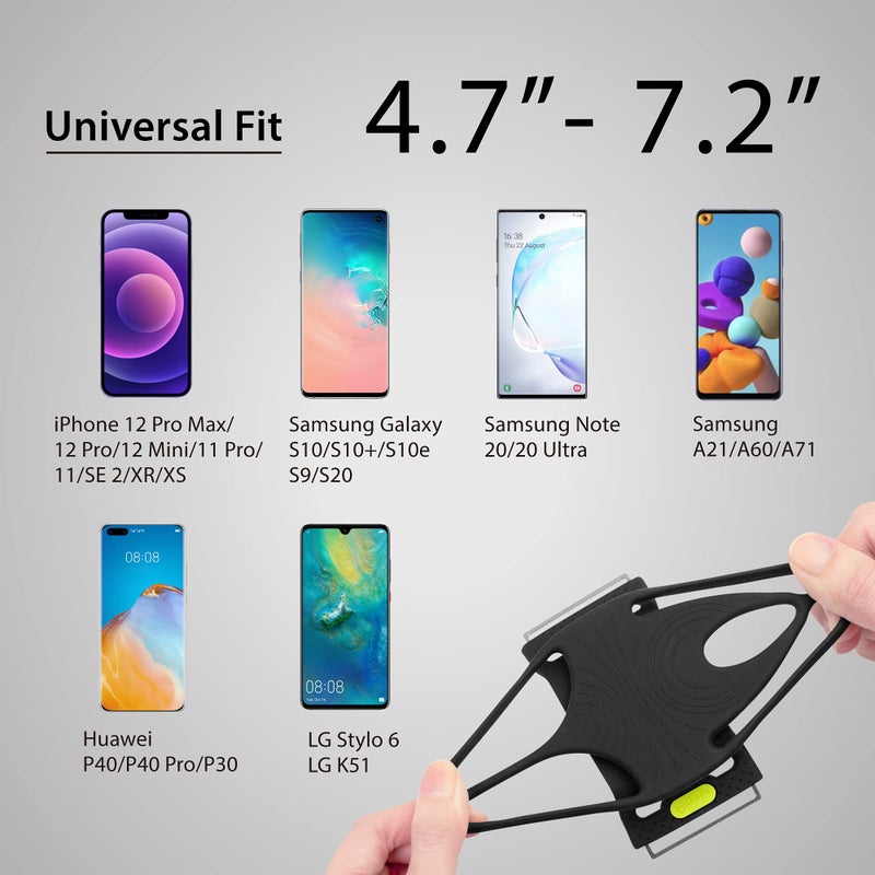 BONE COLLECTION Bone Run Tie 2, Running Phone Holder, Skin-Friendly Silicone Sport Armband with Dual Layer Design for Heat-Dissipation, Workout Phone Carrier for Most Smartphone (L Arm Size/9.8-15.7 inches) - Image 2