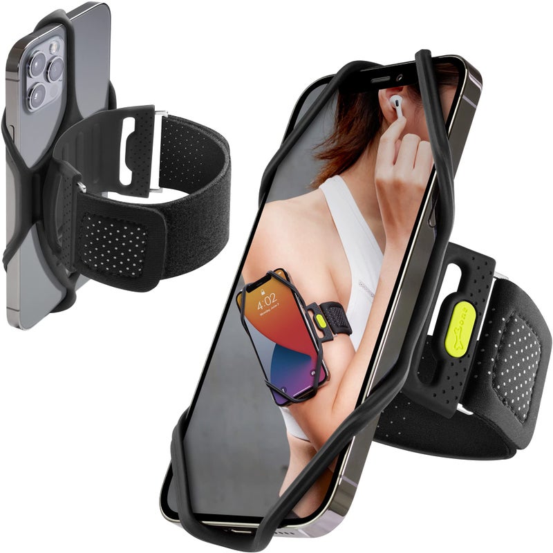BONE COLLECTION Bone Run Tie 2, Running Phone Holder, Skin-Friendly Silicone Sport Armband with Dual Layer Design for Heat-Dissipation, Workout Phone Carrier for Most Smartphone (L Arm Size/9.8-15.7 inches) - Image 1