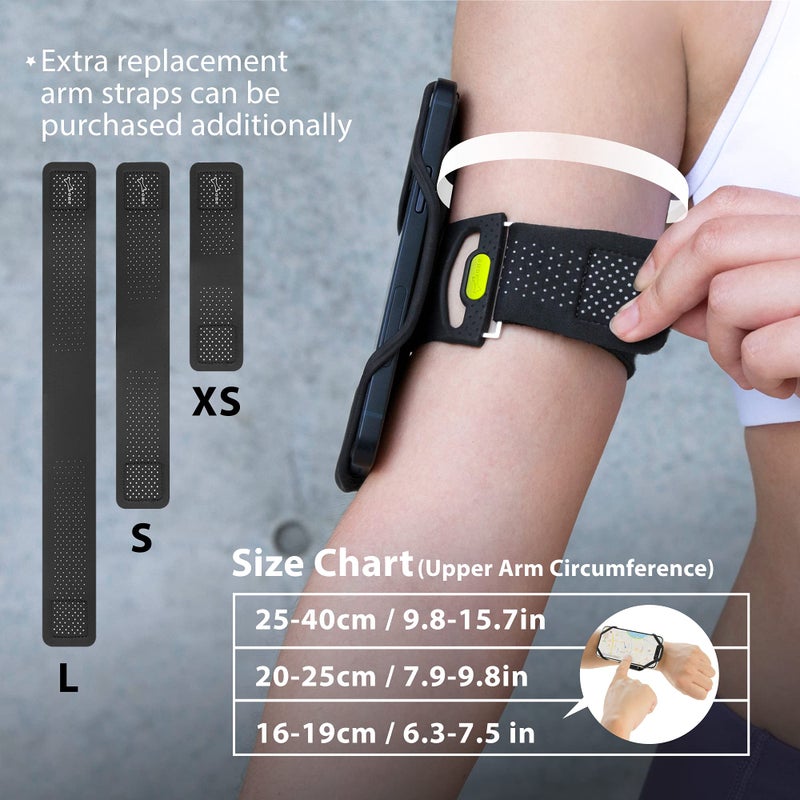 BONE COLLECTION Bone Run Tie 2, Running Phone Holder, Skin-Friendly Silicone Sport Armband with Dual Layer Design for Heat-Dissipation, Workout Phone Carrier for Most Smartphone (L Arm Size/9.8-15.7 inches) - Image 5