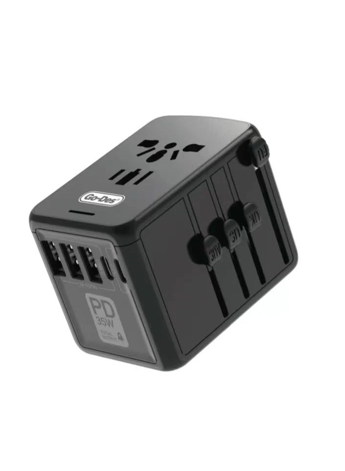 Go-Des GD-B616 All in One Worldwide AC Power Wall Charger Plug Universal Travel Adapter - Image 1