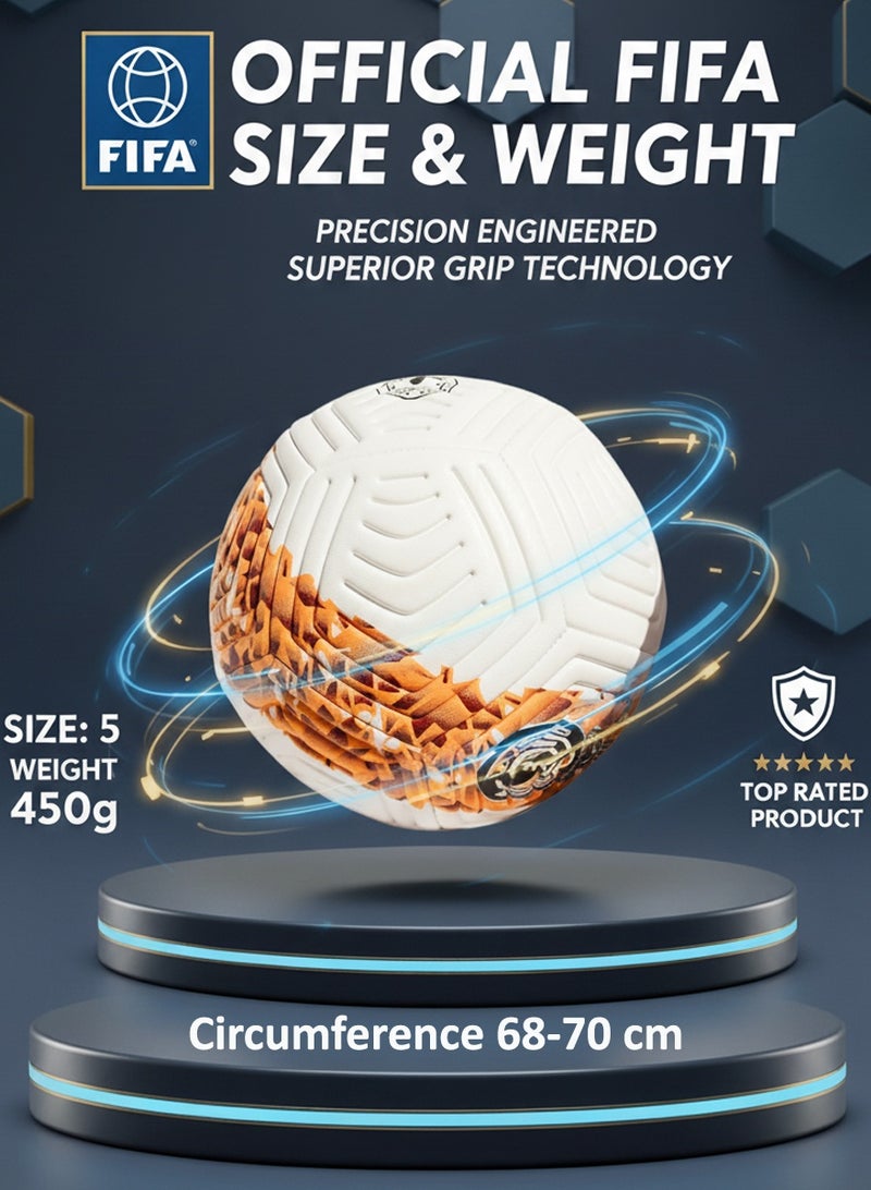 QUTOOB Size 5 Football, Standard Bounce and Stable Swing | Premium Quality PU Leather | Durable Air Retention Technology | Real Madrid Design Ball, Ideal for Training, Casual Play and Matches - Image 2
