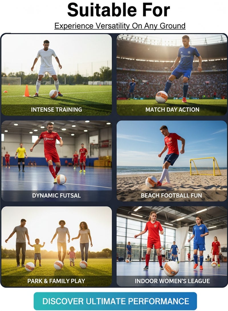 QUTOOB Size 5 Football, Standard Bounce and Stable Swing | Premium Quality PU Leather | Durable Air Retention Technology | Real Madrid Design Ball, Ideal for Training, Casual Play and Matches - Image 4