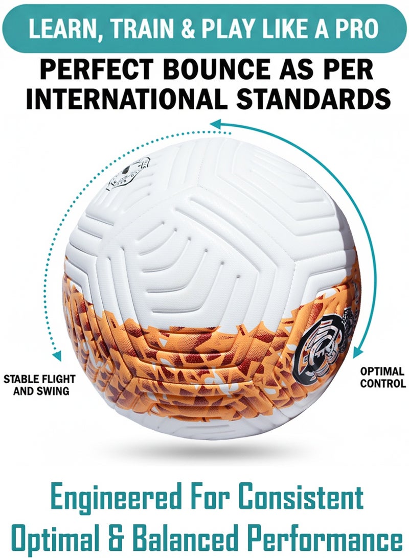 QUTOOB Size 5 Football, Standard Bounce and Stable Swing | Premium Quality PU Leather | Durable Air Retention Technology | Real Madrid Design Ball, Ideal for Training, Casual Play and Matches - Image 5