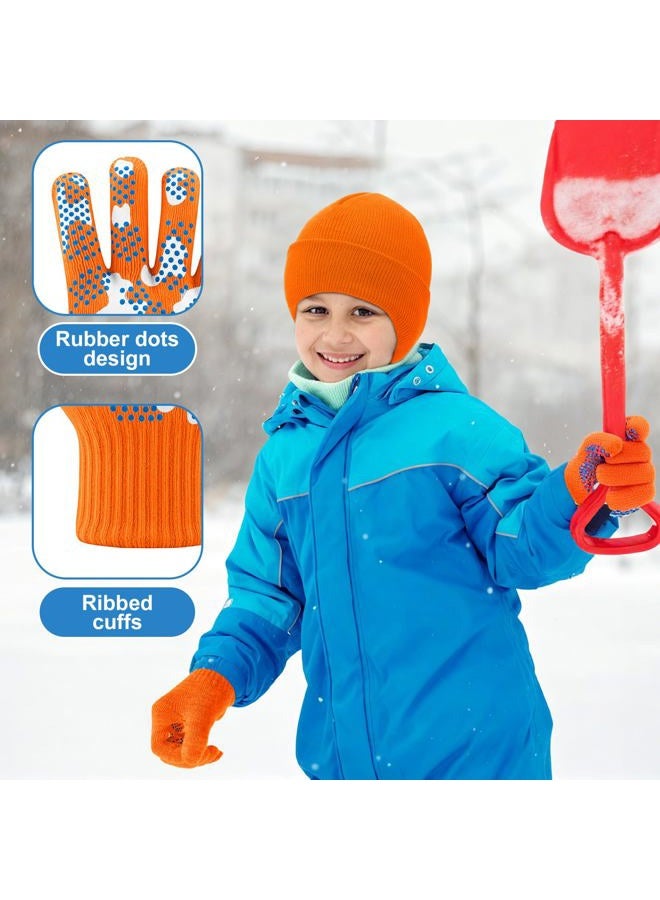EverVibe 8 Pack Kids Beanie Hats and Gloves Set Knitted Beanies Hat Warm Stretch Gripper Gloves Winter Hats for Boys Girls, Vibrant, 5-11 Years - Image 3