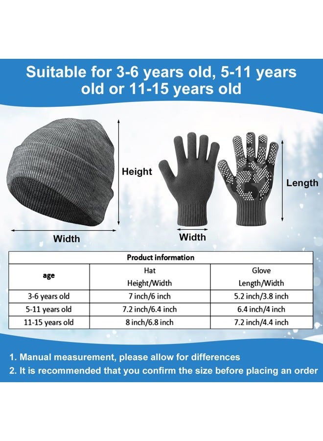 EverVibe 8 Pack Kids Beanie Hats and Gloves Set Knitted Beanies Hat Warm Stretch Gripper Gloves Winter Hats for Boys Girls, Vibrant, 5-11 Years - Image 2