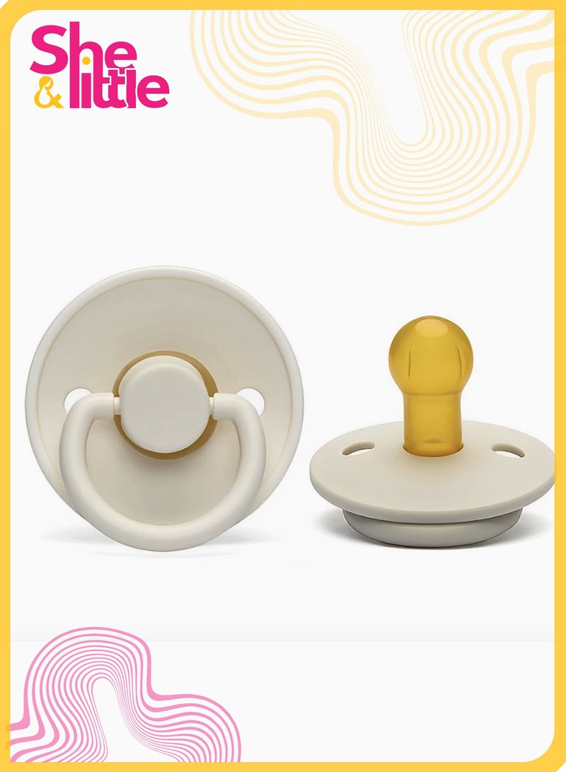 Round Soother Pacifier, BPA-Free Food-Grade Silicone, Soft & Bite-Resistant, Gentle on Baby's Mouth(Beige) - Image 1