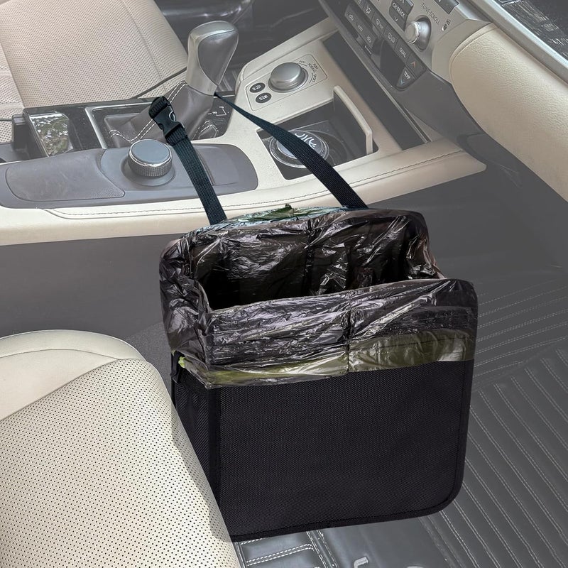 Ginsco 2 Gallons Open-Top Car Trash Can, Hanging Leakproof Car Trash Bag with Water-proof PEVA Liner, Stand Trash Bag for Cars Foldable Automotive Garbage Can for Cars SUV Truck RV Black - Image 1