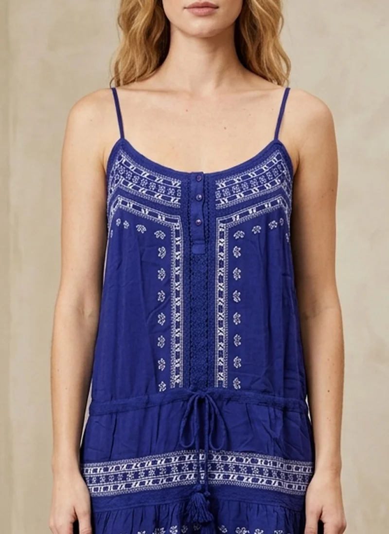 Alaya royal blue Women Embroidered  Rayon Sleevless Dress -AL3713 for Women | Best Price UAE