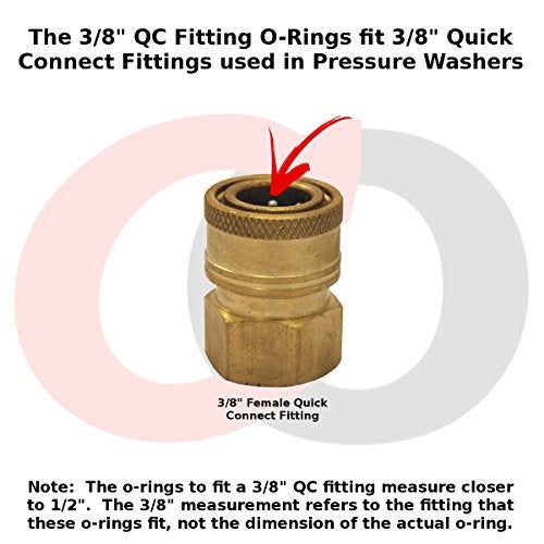 Captain O-Ring - Power Pressure Washer O-Rings for 3/8" Quick Coupler, EPDM (10 Pack) [1/2" o-Rings to fit 3/8" QC Fittings] - Image 3
