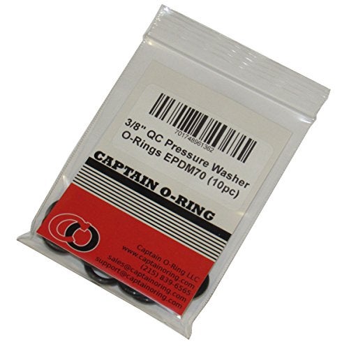 Captain O-Ring - Power Pressure Washer O-Rings for 3/8" Quick Coupler, EPDM (10 Pack) [1/2" o-Rings to fit 3/8" QC Fittings] - Image 4