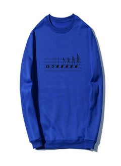 Music Notes Printed Sweatshirt Blue