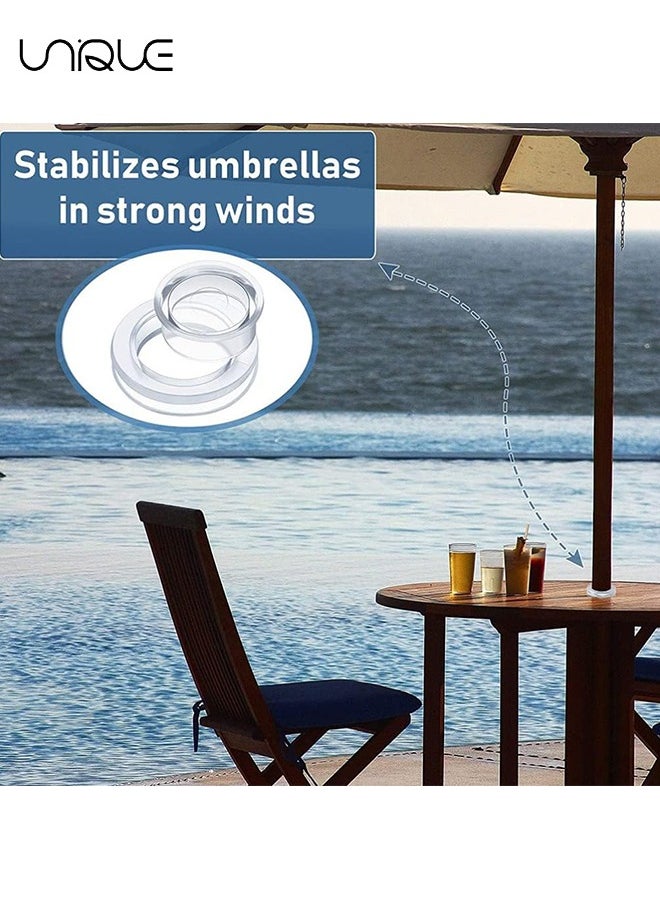 Unique - 4 Sets 2 Inch Patio Table Umbrella Hole Ring, Outdoor Garden Table Umbrella Ring, With Cap Cover, Transparent Silicone, Used for Outdoor Patio Garden Beach Table Umbrella Stopper (Clear） - Image 1