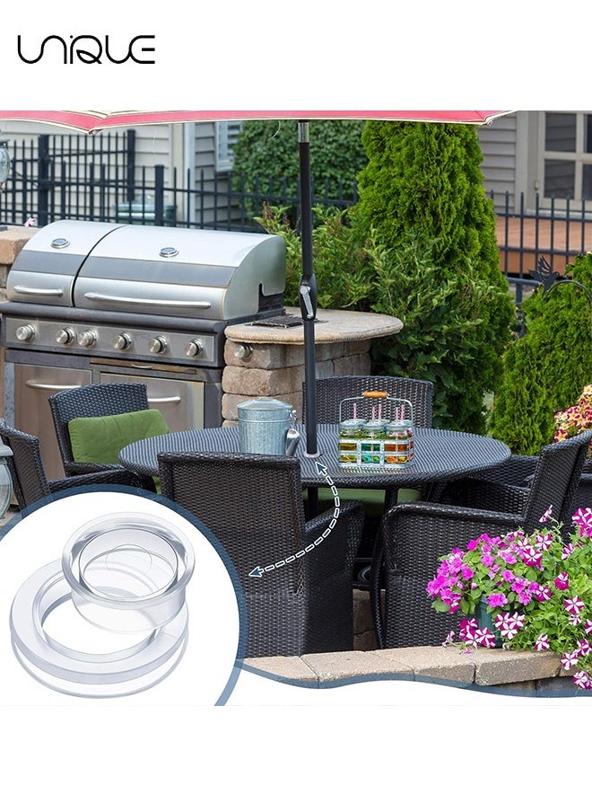 Unique - 4 Sets 2 Inch Patio Table Umbrella Hole Ring, Outdoor Garden Table Umbrella Ring, With Cap Cover, Transparent Silicone, Used for Outdoor Patio Garden Beach Table Umbrella Stopper (Clear） - Image 1