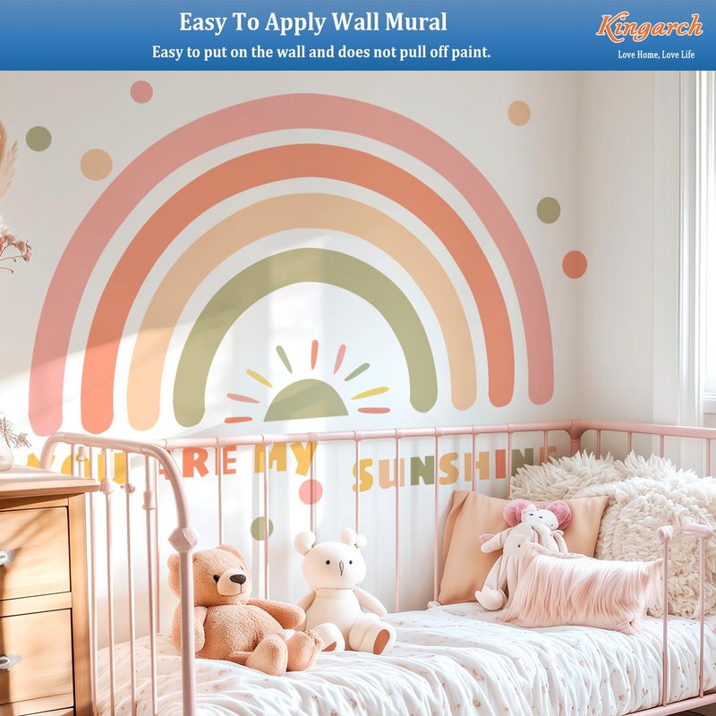 Kingarch Large Rainbow Wall Decals, Sun Dots Peel and Stick Fabric Nursery Wall Decor, Removable Home Room Wall Decor Murals Stickers for Kids Girls Toddler Bedroom Living Room Playroom - Image 5