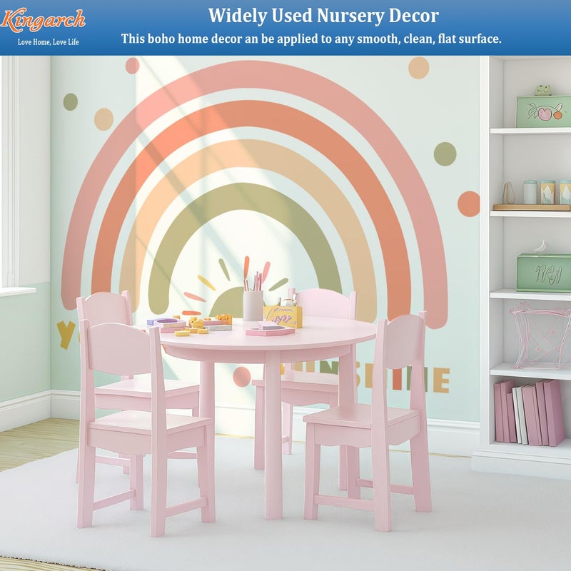 Kingarch Large Rainbow Wall Decals, Sun Dots Peel and Stick Fabric Nursery Wall Decor, Removable Home Room Wall Decor Murals Stickers for Kids Girls Toddler Bedroom Living Room Playroom - Image 3