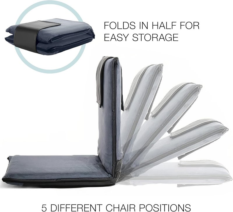malu Extra Large Padded Floor Chair w/Back Support - Japanese Chair Meditation Cushion, Comfortable Folding Backrest, Removable Easy Wash Cover - Image 3