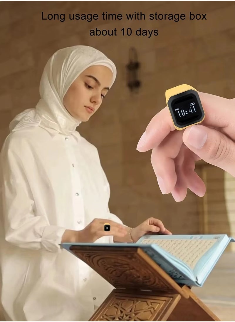 BSTWSH - Metal Zinc Alloy Smart Counter Ring for Zikr & Tasbih – Bluetooth-Enabled Digital Tasbeeh Counter with 5 Prayer Time Reminders, OLED Display, Vibration Alerts, and Rechargeable Storage Case - 20mm - Image 1