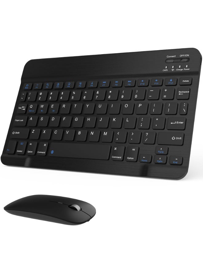 FDTY Rechargeable Bluetooth Keyboard and Mouse Combo, Universal Ultra-Slim Wireless Keyboard Mouse Set for Android Windows iPad iPhone Samsung Tablet Portable Compact Keyboard Set (Black) - Image 1