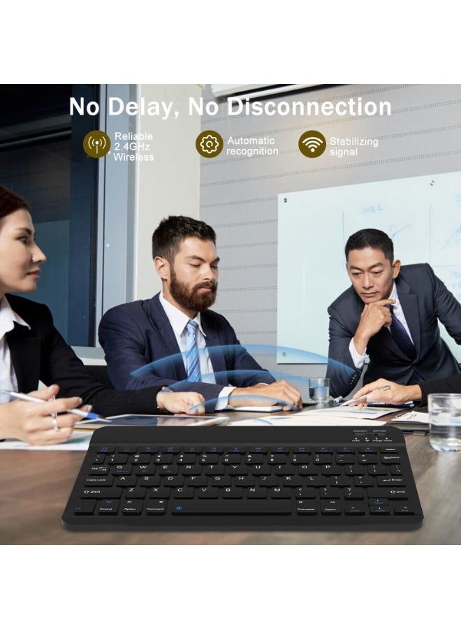 FDTY Rechargeable Bluetooth Keyboard and Mouse Combo, Universal Ultra-Slim Wireless Keyboard Mouse Set for Android Windows iPad iPhone Samsung Tablet Portable Compact Keyboard Set (Black) - Image 3