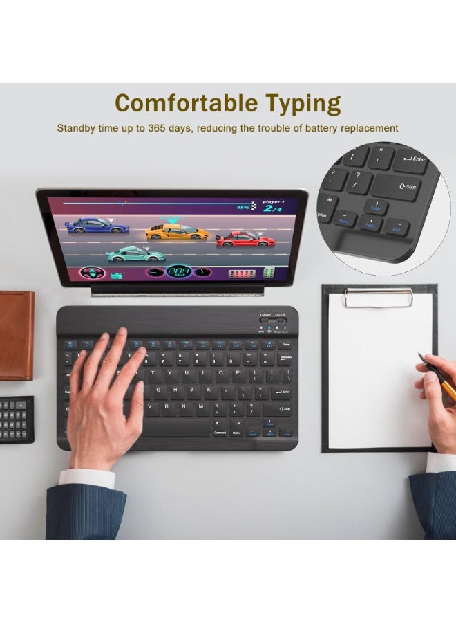 FDTY Rechargeable Bluetooth Keyboard and Mouse Combo, Universal Ultra-Slim Wireless Keyboard Mouse Set for Android Windows iPad iPhone Samsung Tablet Portable Compact Keyboard Set (Black) - Image 4