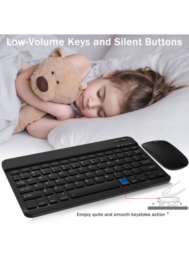 FDTY Rechargeable Bluetooth Keyboard and Mouse Combo, Universal Ultra-Slim Wireless Keyboard Mouse Set for Android Windows iPad iPhone Samsung Tablet Portable Compact Keyboard Set (Black) - Image 5