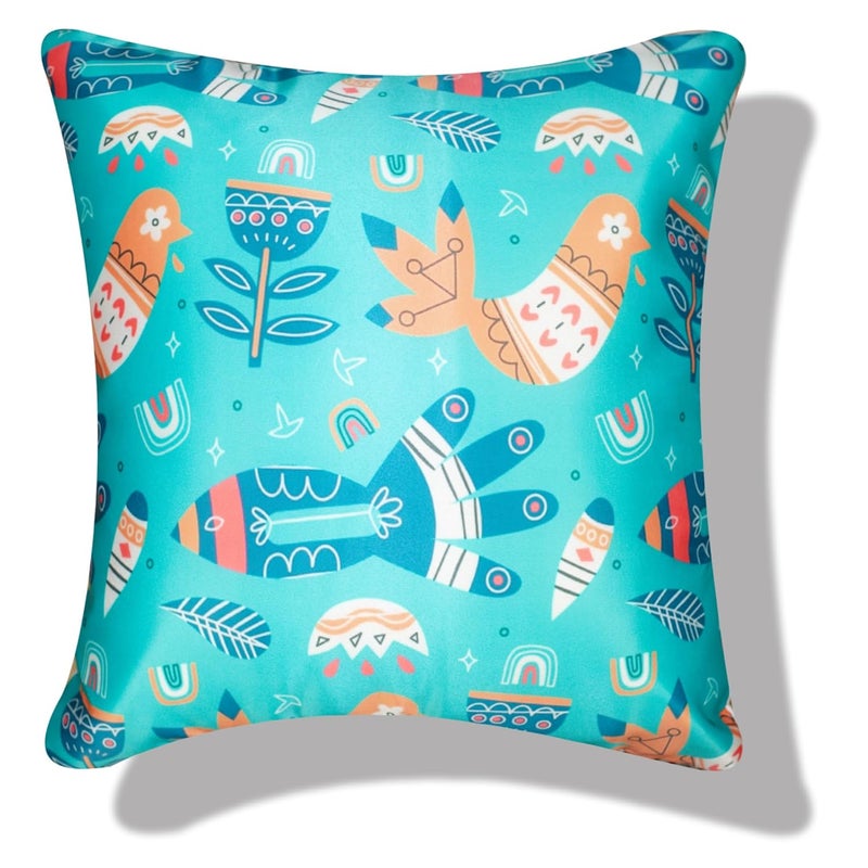 Vendola Satin 250TC Sofa Cushion Pillow Covers Multicolor Set of 5 Cushion CoversOrca 12x12 Inches - Image 4