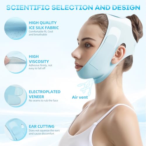 MAYCREATE® Double Chin Reducer Face Lifting Mask Device Cool Touch V-Line Jawline Shaper Breathable Double Chin Lift Mask Strap Belt for Sleeping Anti-Wrinkle Full-Face Lifting - Image 5