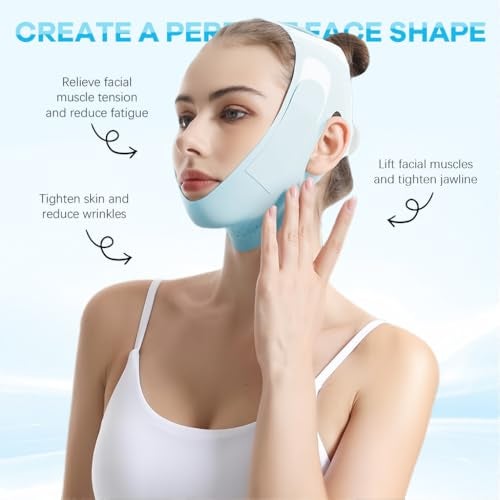 MAYCREATE® Double Chin Reducer Face Lifting Mask Device Cool Touch V-Line Jawline Shaper Breathable Double Chin Lift Mask Strap Belt for Sleeping Anti-Wrinkle Full-Face Lifting - Image 3