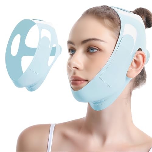 MAYCREATE® Double Chin Reducer Face Lifting Mask Device Cool Touch V-Line Jawline Shaper Breathable Double Chin Lift Mask Strap Belt for Sleeping Anti-Wrinkle Full-Face Lifting - Image 1