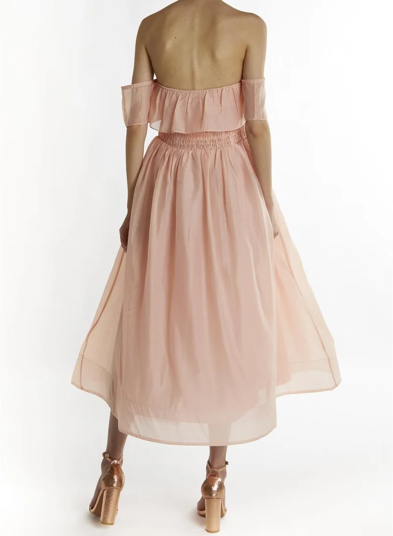 True Decadence Dusty-Pink Emely Bandeau Midi-Dress