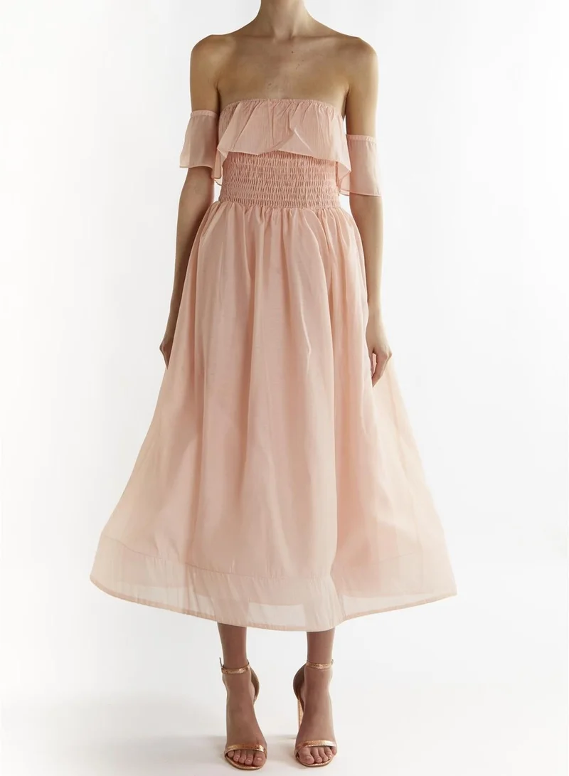 True Decadence Dusty-Pink Emely Bandeau Midi-Dress