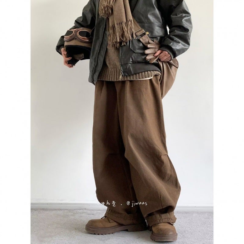 Explosions High-End Sense Pants Men'S And Women'S High Street Fashion Brand Vertical Sense Mop Pants Men'S Straight Wide Leg Pants 2024 - Image 1