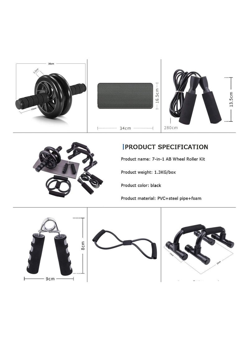 7-in-1 Ab Abdominal Exercise Roller Wheel Kit with Push-Up Bar, Skipping Rope, Hand Gripper, Fitness Pull Rope and Knee Pad Home Workout Equipment for Abdominal Core Strength Training Workout - pzsku/ZDE626E45E087C8AE6385Z/45/_/1693501765/3ad4240c-7023-4ff4-8d63-64d2818ef5d6