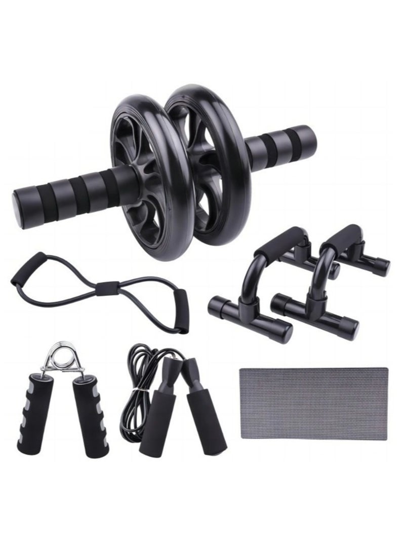 7-in-1 Ab Abdominal Exercise Roller Wheel Kit with Push-Up Bar, Skipping Rope, Hand Gripper, Fitness Pull Rope and Knee Pad Home Workout Equipment for Abdominal Core Strength Training Workout - pzsku/ZDE626E45E087C8AE6385Z/45/_/1696416762/37a93b1f-1e12-4b53-a30e-58bd394bed72