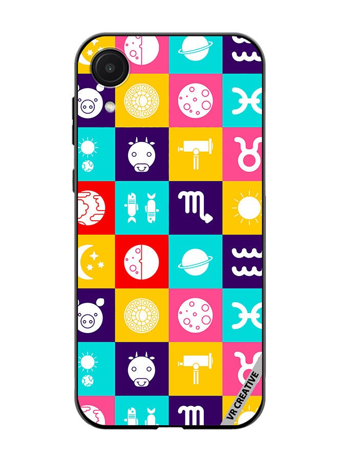 VR CREATIVE Protective Case Cover For Samsung Galaxy A03 Core Taurus Zodiac, Pisces Astrology Horoscope Circle, Moon And Stars And Icon Design Multicolour - Image 1