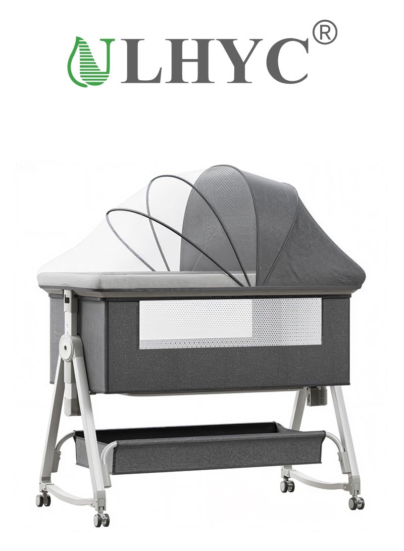 يو إل اتش واي سي سرير سفر 3 في 1، سرير بجانب السرير، سرير بجانب السرير، مهد أطفال مع ناموسية، سرير محمول قابل للتعديل للرضع/الأطفال - Image 1