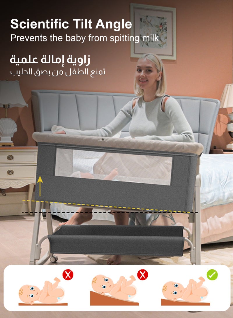 يو إل اتش واي سي سرير سفر 3 في 1، سرير بجانب السرير، سرير بجانب السرير، مهد أطفال مع ناموسية، سرير محمول قابل للتعديل للرضع/الأطفال - Image 4