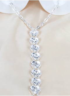 Catei Karrui Silver Heart Shaped Crystal Alloy Chest Chain Body Jewelry for Women Beach Party Nightlife Accessory  - Image 1