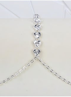 Catei Karrui Silver Heart Shaped Crystal Alloy Chest Chain Body Jewelry for Women Beach Party Nightlife Accessory  - Image 3