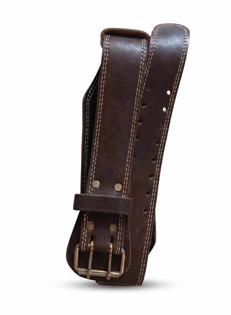 MD Stay Fit Genuine Leather Weight Lifting Belt With Padded Lumbar Support Burgundy Brown\ Black Gym Fitness Strength Training Equipment - Image 3