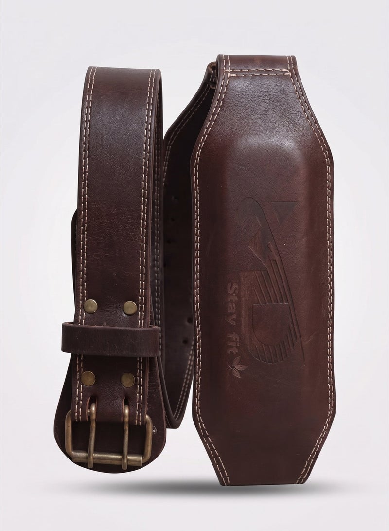 MD Stay Fit Genuine Leather Weight Lifting Belt With Padded Lumbar Support Burgundy Brown\ Black Gym Fitness Strength Training Equipment - Image 1