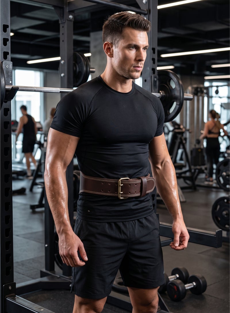 MD Stay Fit Genuine Leather Weight Lifting Belt With Padded Lumbar Support Burgundy Brown\ Black Gym Fitness Strength Training Equipment - Image 5