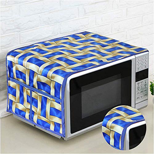 KANUSHI Industries® Microwave/Oven Top Cover with 4 Utility Pockets (VAR-MICRO-BLUE-GOLDEN-LINE-01) - Image 3