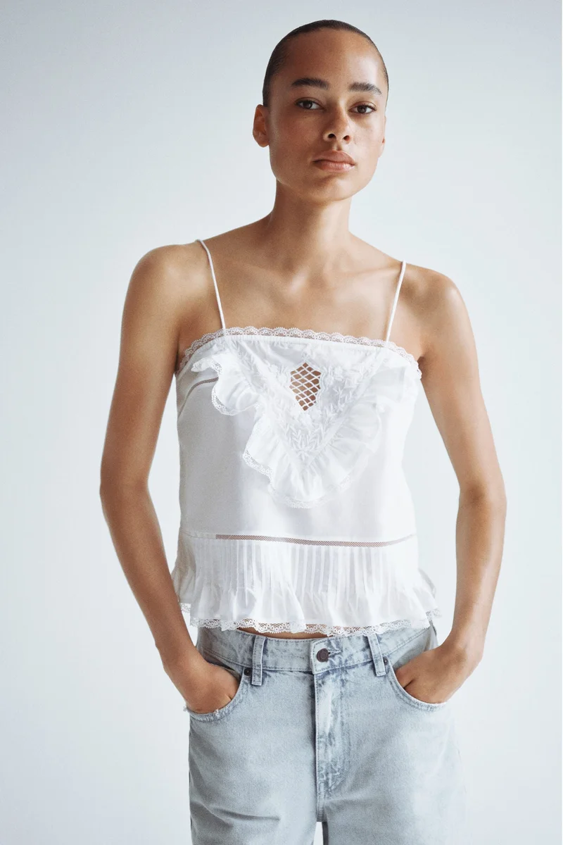 H&M Frill-trimmed strappy top