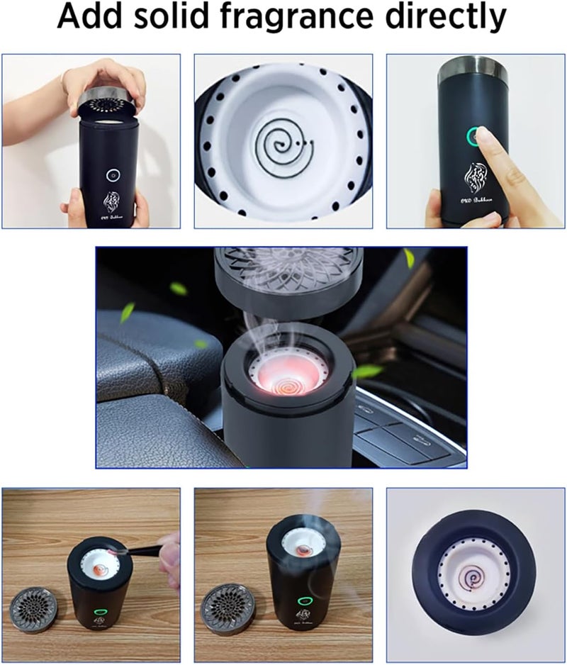 ACHAS Electric Incense Burner, ACHAS Portable Aroma Diffuser USB Rechargeable for Car and Home Decor Gift-Black - Image 1